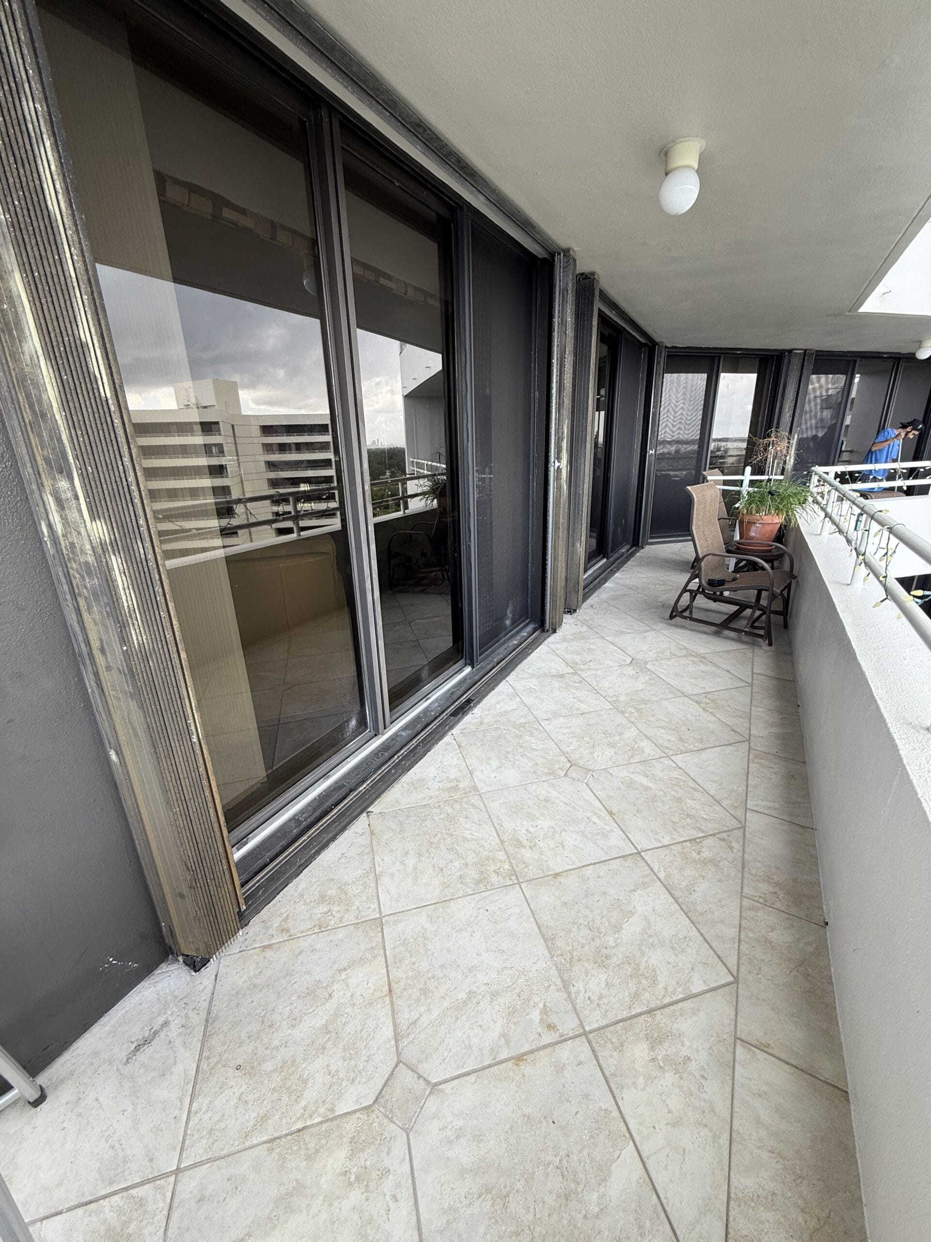 hurricane shutter repair on hotel balcony